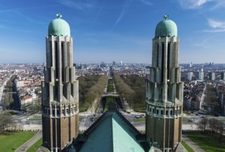 Cityscape view with blue sky over the city of Brussels from the Basilica of the Sacred Heart