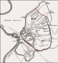 Roma quadrata, the original pomerium of the ancient city of Rome