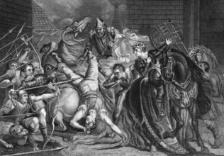 William Walworth Lord Mayor of London Killing Wat Tyler in Smithfiled in 1381 on engraving from the