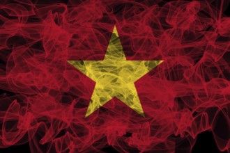 Vietnam Smoke Flag on Black Background, Vietnam flag