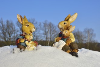 Easter bunny meets snowman, Easter bunny meets snowman