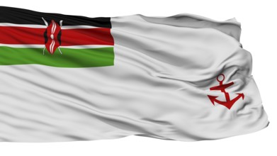 Kenya Naval Ensign Flag, Isolated On White Background