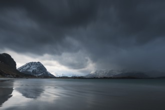 Dramatic clouds over the Atlantic Ocean, Ramberg, Lofoten, Nordland, Norway, March 2015, Europe