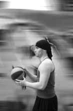 Active motion street basket player ball blur background