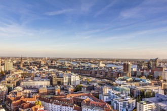 Aerial view of Hamburg with Speicherstadt and Elbphilharmonie