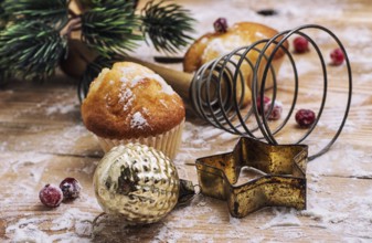 Sponge cake and Christmas characters to the new year holiday