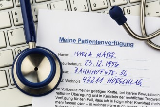 A living will in German. Instructions for the doctor or hospital in the event of a terminal illness