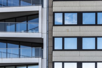 Ostend, West Flanders, Belgium 10 26 2019 Abstract view of the patterns of windows and balconies of