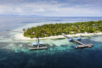Aerial view of Arborek Island, Raja Ampat, West Papua, Indonesia, Asia