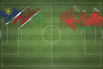 Namibia vs Oman Soccer Match, national colors, national flags, soccer field, football game,