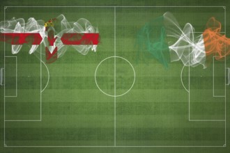 Northern Ireland vs Ireland Soccer Match, national colors, national flags, soccer field, football