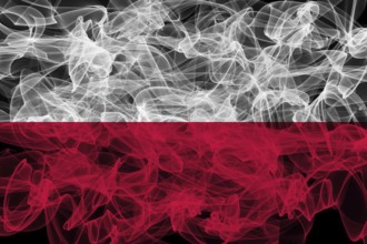 Poland Smoke Flag on Black Background, Poland flag