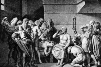 Socrates Drinking The Conium. Engraved by unknown engraver and published in Pictorial History Of