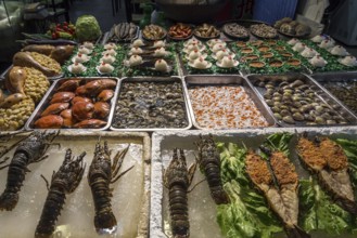 Gourmet mixed fresh seafood on display at xiamen street market china