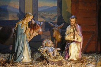 Christmas cot, Parish Church of St Peter and Paul, Dieburg, Hesse, Germany, Europe