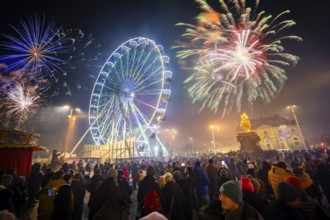 New Year's Eve at the Augustusmarkt in Dresden, on the Neustädter Markt at the Golden Horseman.