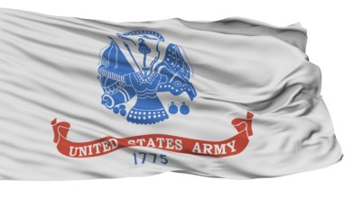United States Army Flag, Isolated On White Background
