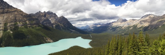Panorama Peyto Lake, Icefields Parkway, Alberta, Canada, North America