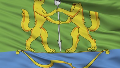Eniseysk City Flag, Country Russia, Closeup View