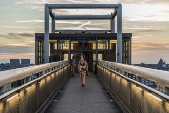 Pedestrian bridge at the Poelaert square, brussels, Belgium, July 2017, Europe