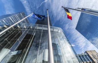 Brussels, Belgium, 03 10 2019: the contemporary North Galaxy tower with the Federal government
