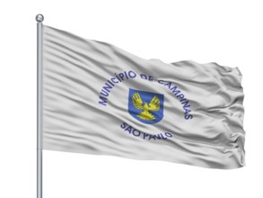 Campinas City Flag On Flagpole, Country Brasil, Isolated On White Background