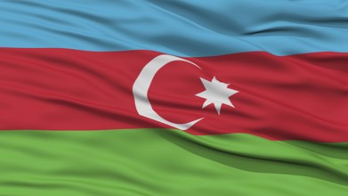 Closeup Azerbaijan Flag, Waving in the Wind, High Resolution