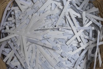 Shredder has destroyed top secret data - close-up of paper shredder