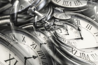 Droste effect background with infinite clock spiral. Abstract design for concepts related to time