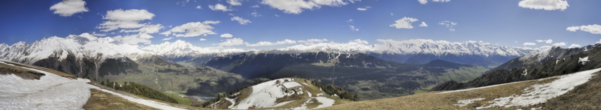 Scenic panorama of Caucasus mountains covered in snow, Svaneti, Georgia, Asia