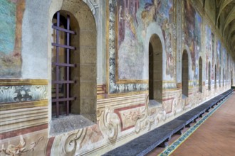 Naples Campania Italy. Santa Chiara Basilica Church. The cloister of the Clarisses