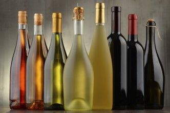 Composition with assorted bottles of wine