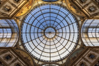 MILAN, ITALY - CIRCA AUGUST 2020: Architecture in Milan fashion Gallery, Italy. Dome roof