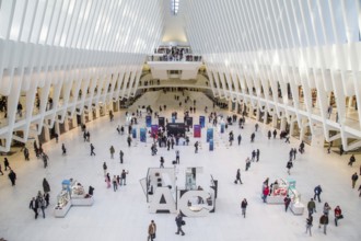 New York, United States of America, November 18, 2016: Interior view of the Oculus train station at