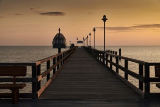 Sunrise on island Usedom near pier of Zinneowitz