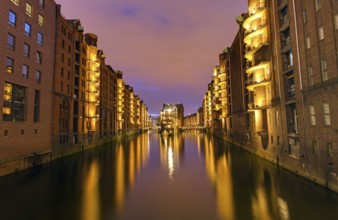 The Speicherstadt in Hamburg by night