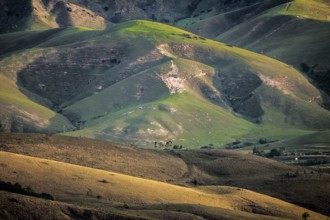 View of cleared Mata Atlantica mountains, Serra da Bocaina, Brazil, South America