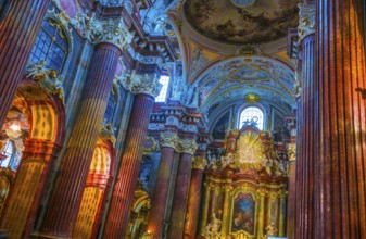 POZNAN, POL - NOV 27, 2018: Interior of Fara, St. Mary's Basilica in Poznan, Poland, Europe