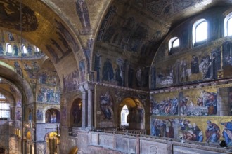 Interior view of St. Mark's Basilica, mosaics, frescoes, Venice, Veneto, Adriatic Sea, Northern