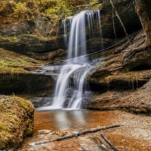 A view of the idyllic Hasenreuter Waterfalls in the Allgaeu in souterhn Bavaria in autumn