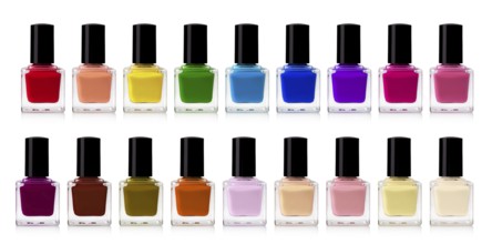 red nail polish bottle on white background