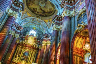 POZNAN, POL - NOV 27, 2018: Interior of Fara, St. Mary's Basilica in Poznan, Poland, Europe