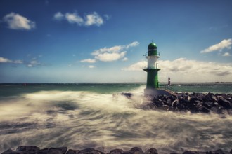 Warnemünde harbour entrance in the surf