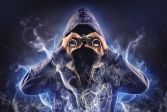 faceless man with a spyglass