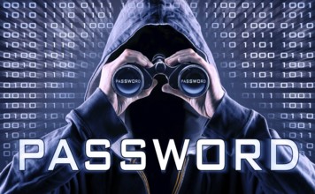 faceless man with a spyglass is looking for a password