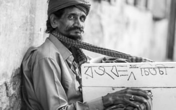 Portrait of a man, monochrome, Dhaka, Bangladesh, Asia
