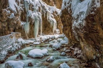 Partnachklamm in winter, Bavaria Germany