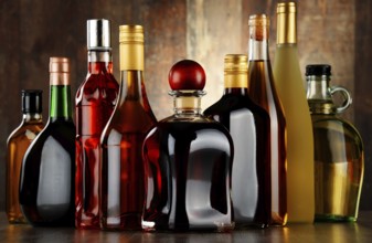 Bottles of assorted alcoholic beverages