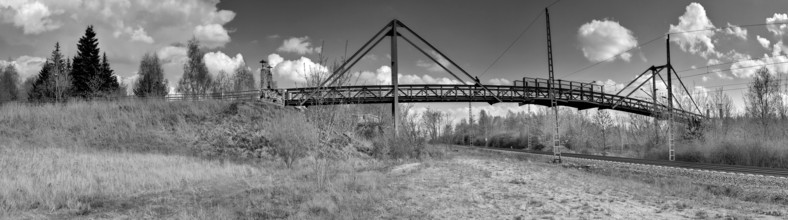 Railway overpass in Malchow near Berlin, panorama