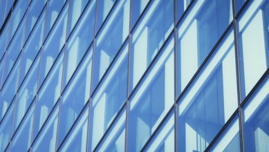 Modern office building: Skyscraper with blue glass